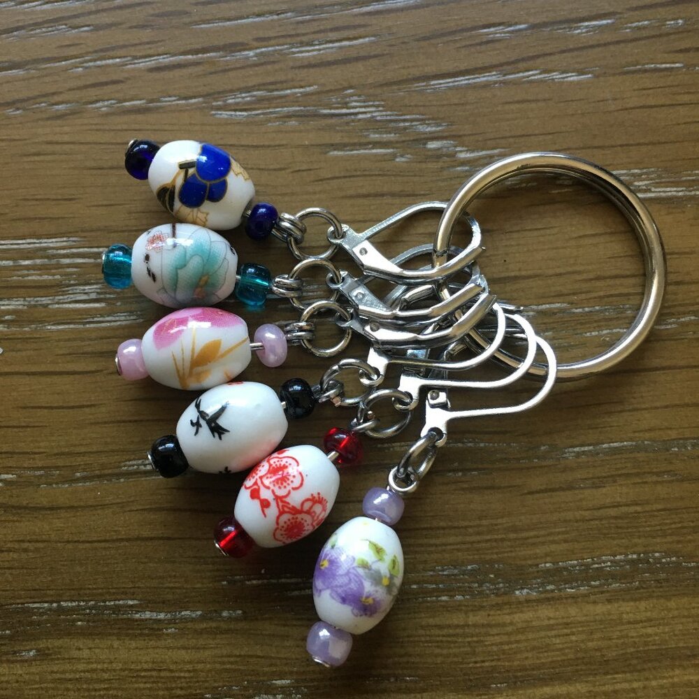 Floral Ceramic Stitch Marker Set • Set of 6